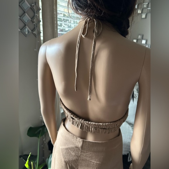 Khaki Cutout Midi Dress XS - Picture 4 of 7